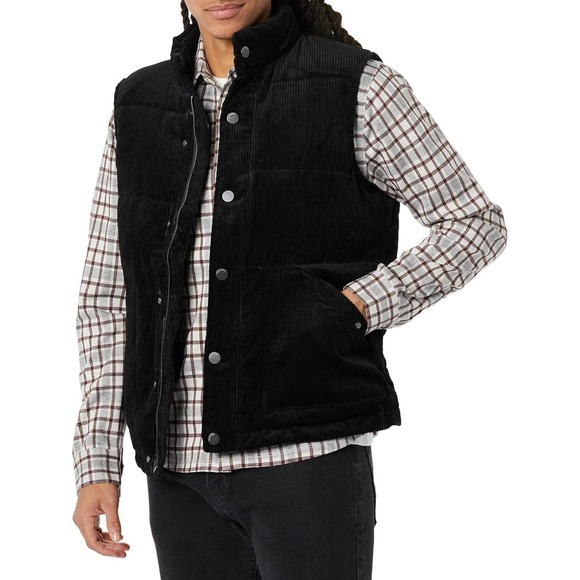 BlankNYC Men's Corduroy Black Zip Up Puffer Vest size L NWT